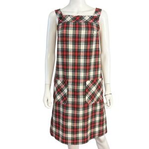 Sears JR Bazaar Vintage Plaid Pinafore Jumper Dress Dark Academia Preppy Cottage